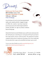 Flyer for art event about dreams.