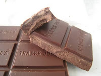 Chocolate bars with a piece bitten off.