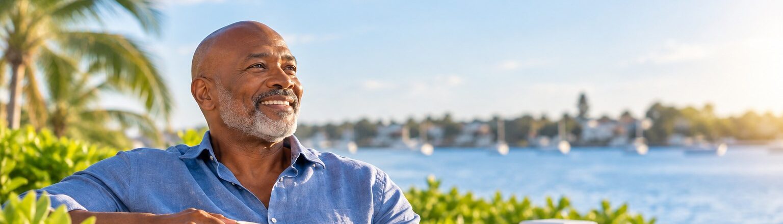Man enjoying a relaxed smoke-free moment outdoors