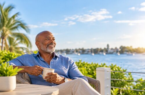 Man enjoying a relaxed smoke-free moment outdoors