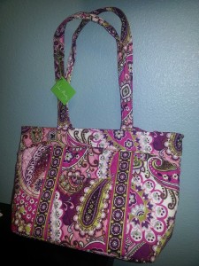 Colorful paisley patterned tote bag.