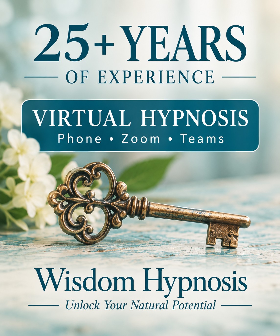 Antique key representing 25+ years of experience and virtual hypnosis at Wisdom Hypnosis