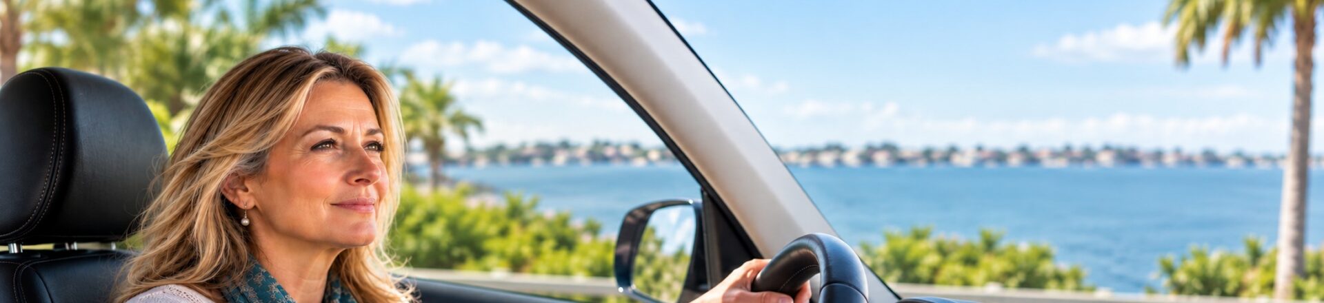 Calm woman driving, representing patterns associated with panic attacks
