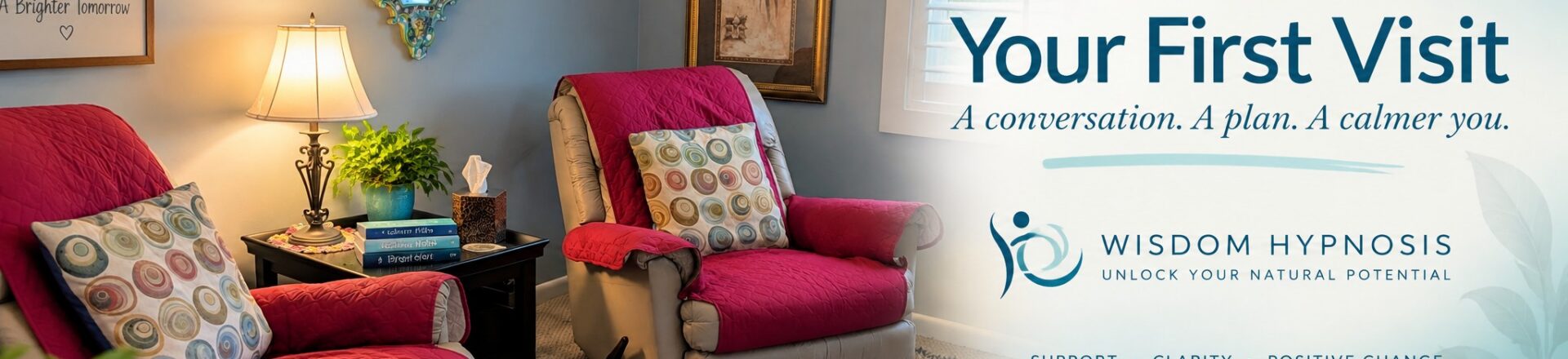 Wisdom Hypnosis office for an initial hypnosis session in Palm Harbor Florida